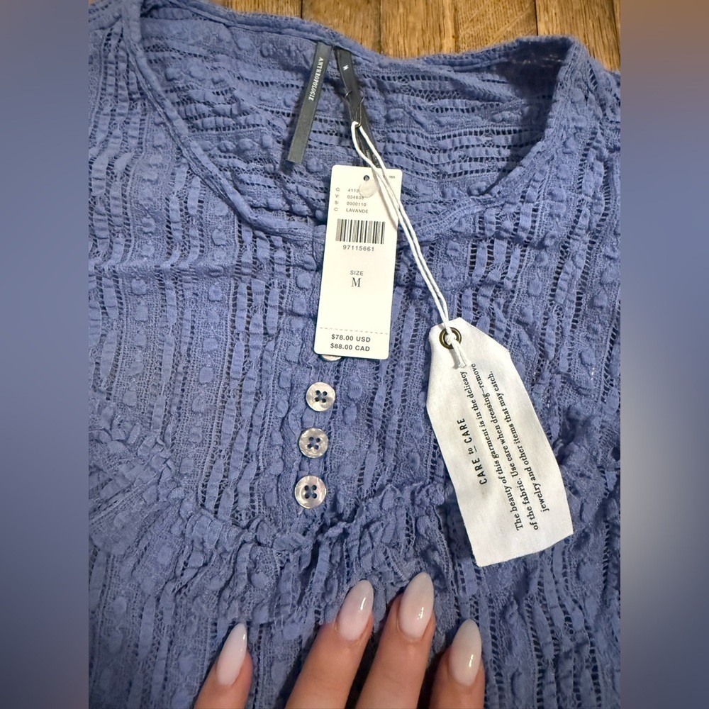 NWT Anthropologie Women's Blue Ruffled Top - Picture 3 of 3
